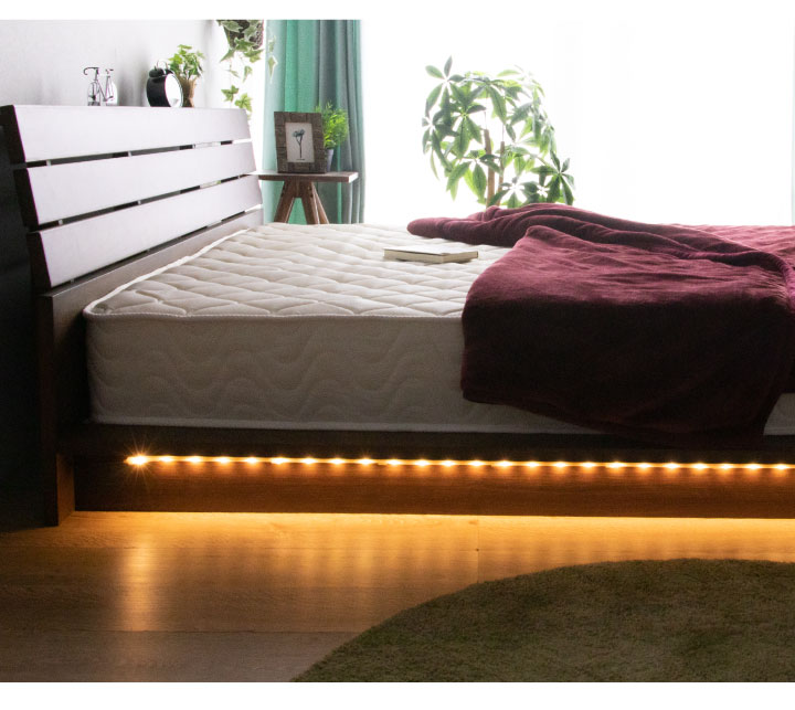 ベッド キングベッド キング ベッドフレーム フレームのみ LED照明付き