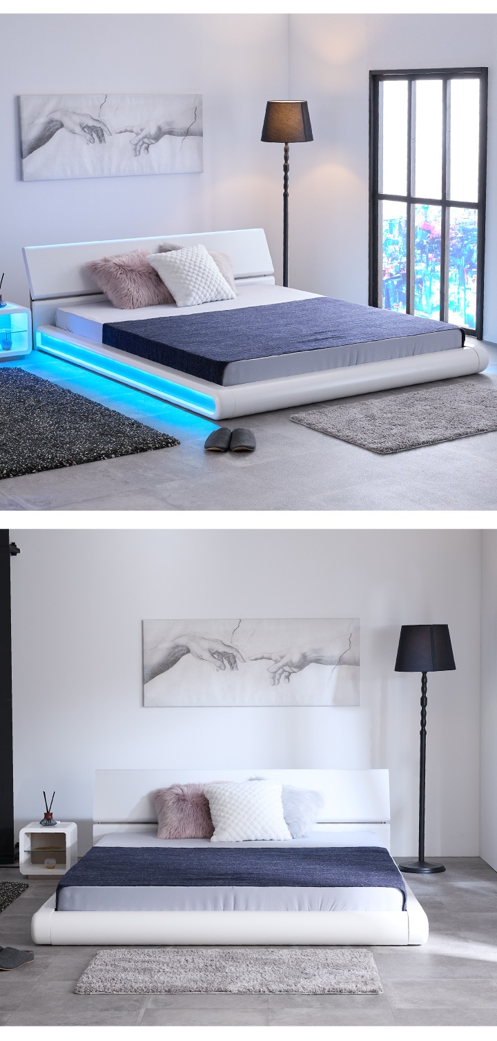 照明付き ベッド ダブルベッド フレームのみ LED 未来風 SF風 ベッド