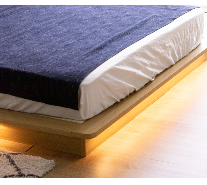 ベッド クイーンベッド クイーン ベッドフレーム フレームのみ LED照明 